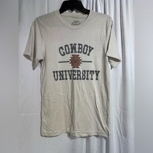 Cowboy University Beige T-Shirt sz S (8VY)